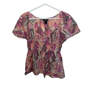H&M Women’s Floral Top, Size 10 - Lightweight Boho Style Blouse